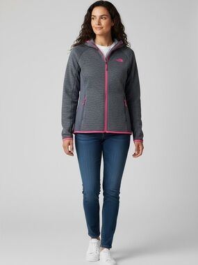 The North Face Charcoal and Neon Pink trim Hoodie size large